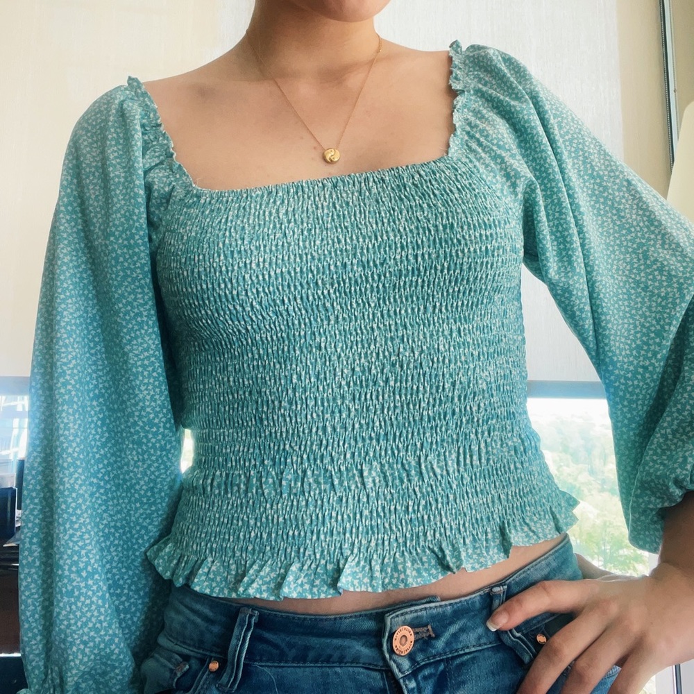 Teal Ruched Princess Polly Top
